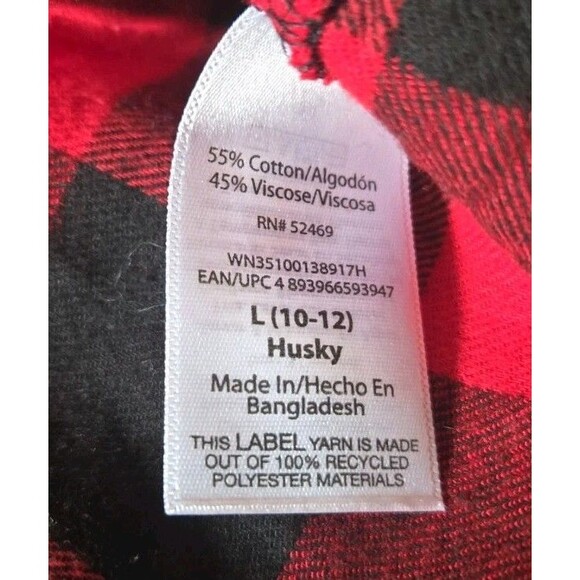 Wonder Nation Boys Large 10-12 Husky Plaid Flannel Shirt Red Black Button Down - Picture 7 of 8
